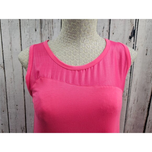 LM Women's M D. Exterior Italy Bright Pink Trapeze Shift Dress Sleeveless Summer - Picture 5 of 8